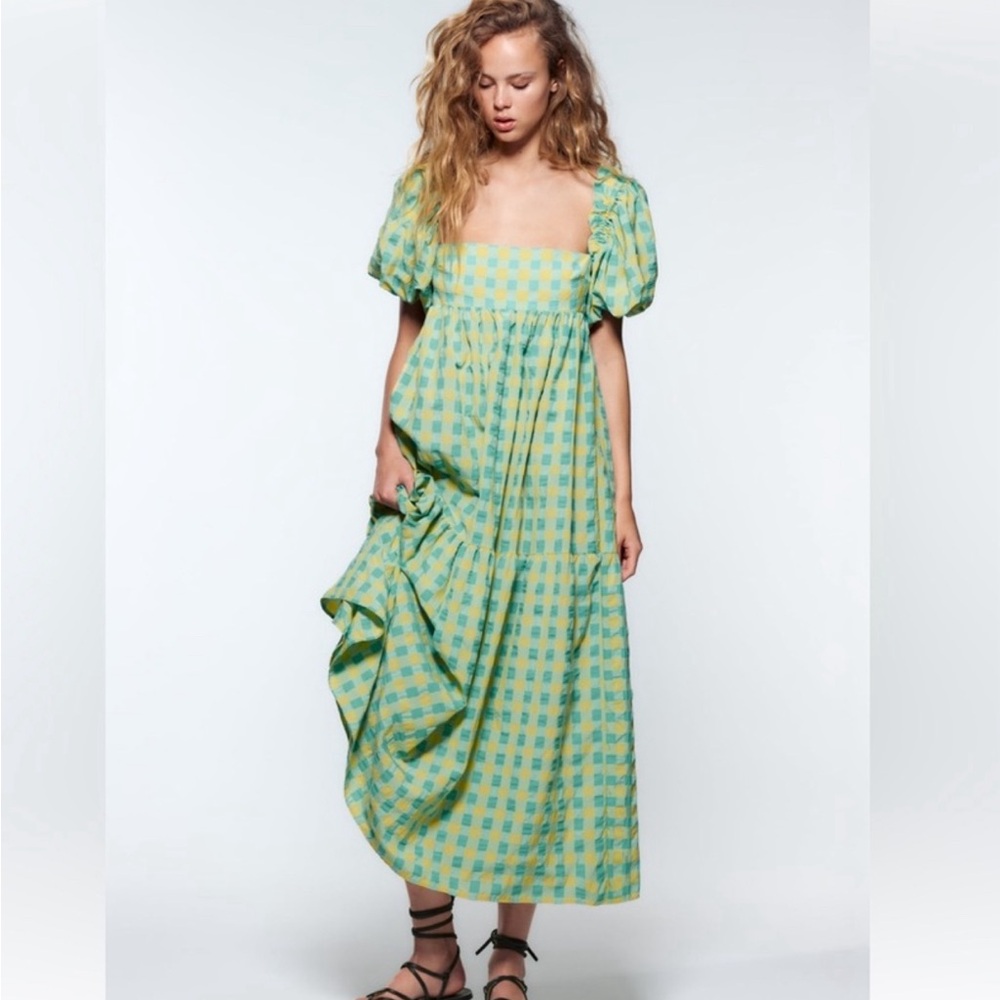 Zara blue and yellow midi dress